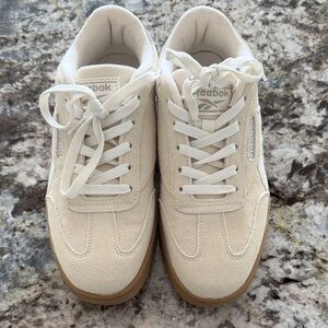 Reebok Suede Sneakers in Cream with Gum Sole